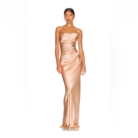 Revolve: Shona Joy -La Lune Lace Back Maxi Dress Color - Desert Rose Size: 0